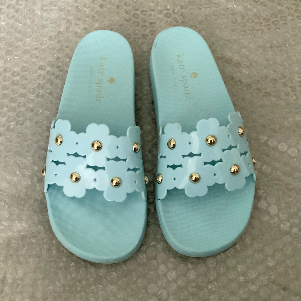 Kate Spade Blue Daisy Pool Slides Size 7 - Picture 2 of 7
